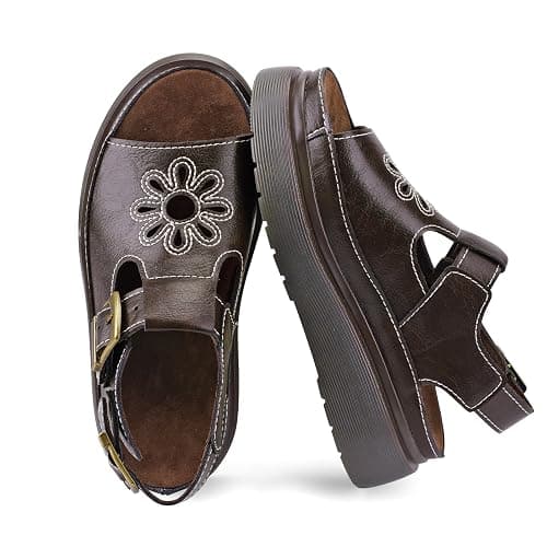KIFIWUI Platform Sandals for Women Chunky Ankle Buckle Casual Open Toe Comfortable Flower Decoration Fisherman Sandals - Image 1