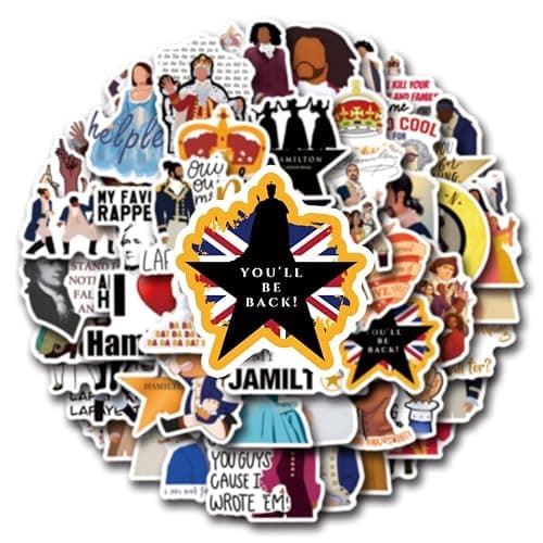 YUYIYULE 55Pcs Hamilton Musical Stickers Aesthetic Waterproof Stickers Luggage Skateboard Water Bottle Stickers Decal Bicycle Bumper Snowboard Decorate Gift thumbnail 2