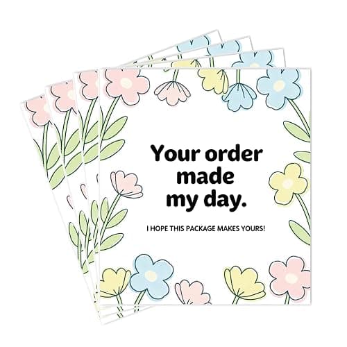 WTYONZEL 160Pcs Thank You Cards Small Business, Floral Design Packaging Supplies Your Order Made My Day for Business Owners, Shop, Online Retailers,3"x3.5" - Image 1