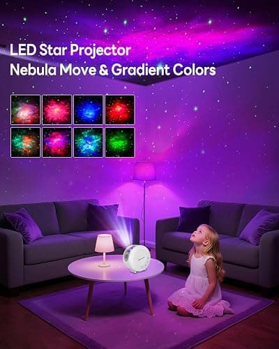 MYSTILUCK Galaxy Star Projector Night Light, Multiple Light Modes - Mini | Star Projector, Timer & Remote Control, RGB Dimming, Ambient Lights for Kids & Adults, Bedroom Home Cinema, Birthday Gifts thumbnail 2