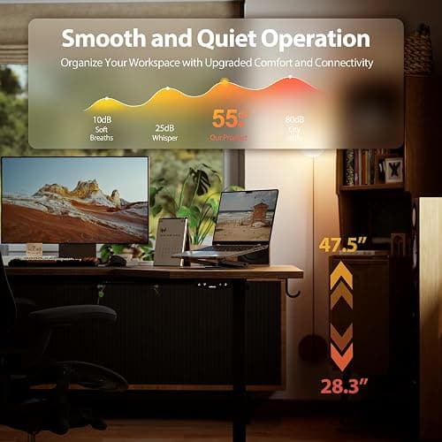 Agilestic Electric Standing Desk, L-Shaped 55 Inches Height Adjustable Desk, Sit and Stand up for Work Office Home, Ergonomic Rising Computer Table for Home Office with Splice Board, Rustic Brown thumbnail 6