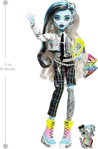 Monster High Frankie Stein Doll, Welcome Committee Set with 15 Accessories Including Poster, Sticker, Pet Watzit and More (Amazon Exclusive) thumbnail 3