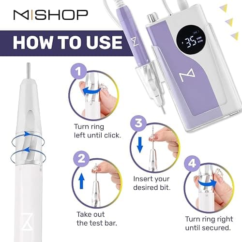 M – Ying Yang Brushless Nail Drill 35K RPM | Pro Cordless Efile 85W | Rechargeable USB-C Fast Charging | Portable Aluminum Alloy Shell | Quiet Low Vibration Tool for Acrylic Gel Nails (Rose Gold) thumbnail 6