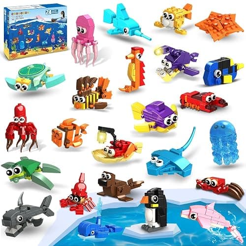 24 Pack Party Favors for Kids Ocean Building Set for Boys Girls Age 6-12 | 629 PCS Mini Building Block Toy for Party Favors, Goodie Bag Fillers Classroom Prizes Birthday Back to school Valentines Day - Image 1