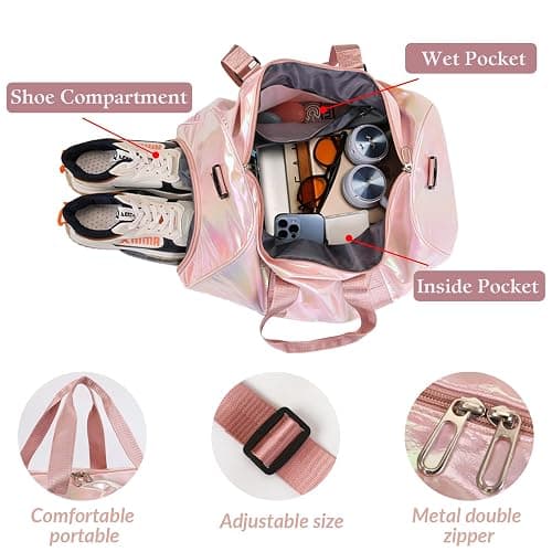Custom Ballet Dance Bag for Girls, Personalised Sport Gym Bag | Embroidery Name with Wet Dry Pockets & Shoe Compartment, Travel Duffel Weekender Overnight for Women Bridesmaid Birthday Gift thumbnail 5