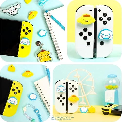 Hamee Hello Kitty and Friends Thumb Grips Compatible with Nintendo Switch OLED/Switch Lite, Character Analog Soft Anti-Slip Silicone Joystick Grip Cover Caps – Pompompurin and Cinnamoroll thumbnail 8