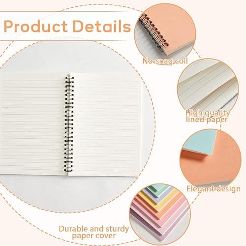 gisgfim 8 Pack Spiral Notebook A5 8.3 x 5.7 Inch College Ruled Spiral Journal Notebook 100 Pages/50 Sheets School Professional Journaling Notebooks for Business Work School Office Supplies(Colorful) thumbnail 4