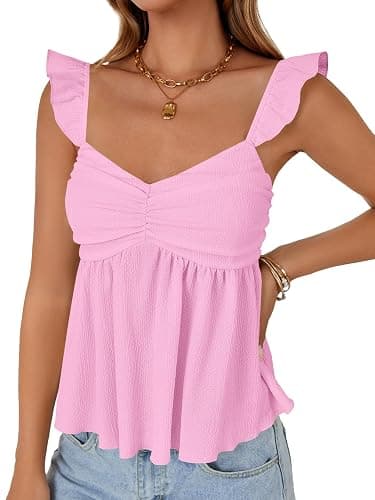 LYANER Women's Babydoll Tank Top Summer Camisole Dressy Casual Ruffle Strap Sleeveless Flowy Hem Peplum Tops thumbnail 3