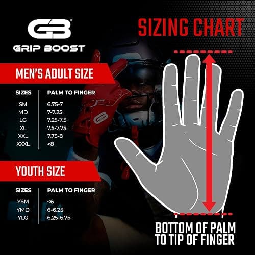 Grip Boost Football Gloves - Solid Stealth 6.0 Boost Plus Sticky Technology - Adult and Youth Football Gloves for Wide Receiver - Men's and Boys Sizes thumbnail 6