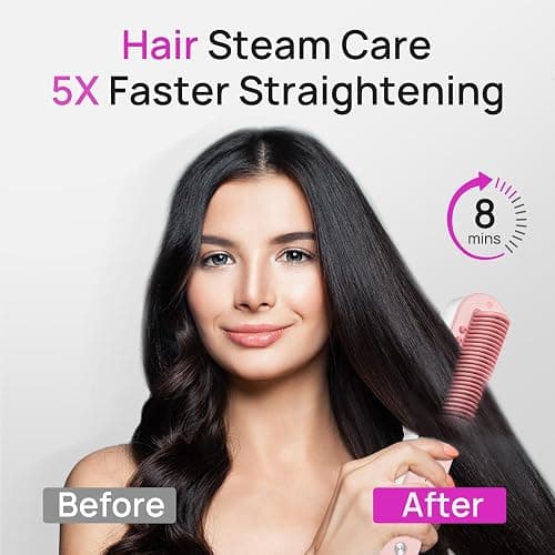 Aniekin 3 in 1 Steam Hair Straightener Brush, 4 Temp Settings & Steam Reduces Damage, Nourishes Hair, and Expedites Straightening, Dual Voltage, Professional Styling Tools thumbnail 2