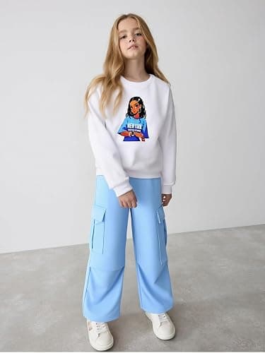 Cakaner Tween Girls Clothes Long Sleeve Graphic Printed Shirt and Cargo Pants 2 Pieces Fall Teen Outfits Size 6-14 thumbnail 2