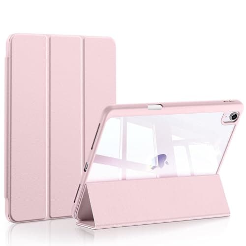 SMARTDEVIL Case for iPad Air 13 inch (M3 2025/ M2 2024, 7th/6th Gen) & iPad Pro 12.9 inch (2018/2020, 3rd/4th Gen), Slim Trifold Stand with Clear Hard Back, Pencil Holder, Auto Wake/Sleep – Pink - Image 1