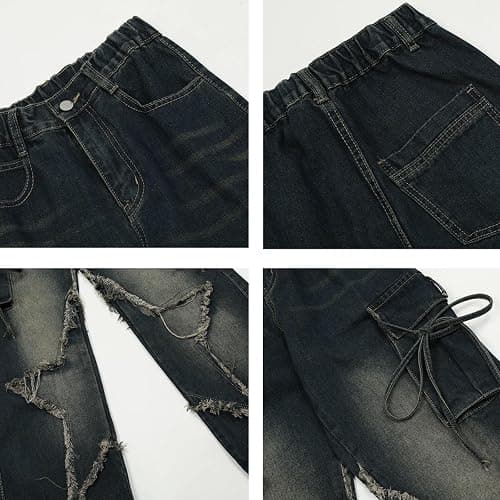 Hugboom Baggy Pants for Women Girls Cute Jeans Y2k Pants Star Straight Leg Streetwear Clothing thumbnail 6