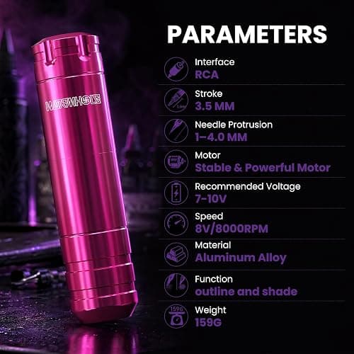 Wormhole Tattoo Kit for Beginners Complete Rotary Tattoo Machine Kit WTK104 | 11PCS Tattoo Ink, Dual Protection Uninterrupted Power Set, 10PCS Tattoo Needles, Aluminum Alloy Tattoo Pen, Practice Kit thumbnail 2