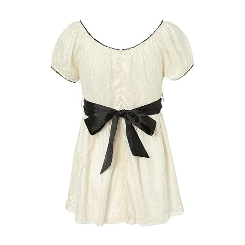 Women Fairy Grunge Tops Short Sleeve Floral Lace Babydoll Tops E Girls Aesthetic Cottage Core Clothes thumbnail 4