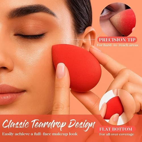 BEAKEY Makeup Sponge Set, 5 Pack Foundation Beauty Sponges & Soft Blenders | Micro Porous Low Absorption, for Liquid Cream & Powder Application, Latex Free Vegan & Cruelty-Free, Reusable & Durable thumbnail 5