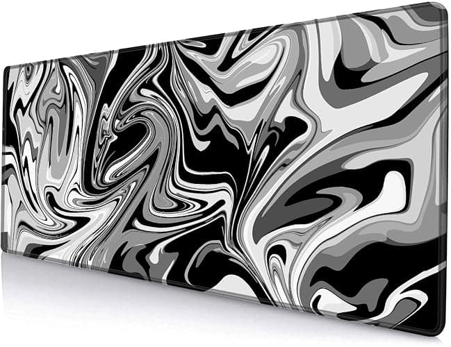 Armanza Large Gaming Mouse Pad, Extended XL Mousepad, Non-Slip Rubber Base Keyboard Mouse Mat Desk Pad for Work, Game, Office, Home, 31.5 x 11.8 in, Black Marble Fluid Design - Image 1