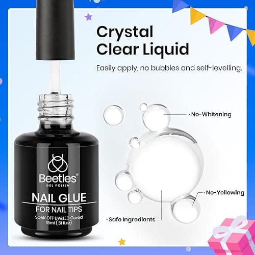 beetles Gel Polish 9 In 1 Gel Nail Glue for Clear Acrylic Nail Tips 2 Pcs 15ml Long Lasting Nail Gel Kit for False Nails Tips, Base Blooming Nail Gel, Fall Halloween Nails, U V Light Required thumbnail 6