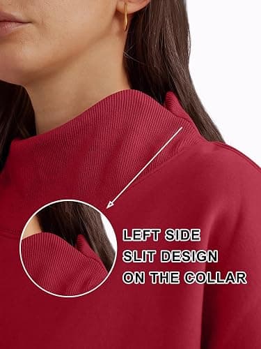 Trendy Queen Womens Mock Neck Sweatshirts Oversized Pullover Fall Outfits | Fall Fashion Clothes 2026,Long Sleeve Tops,Comfort Soft Fleece,Travel Casual Work Lounge Daily Outfit thumbnail 6