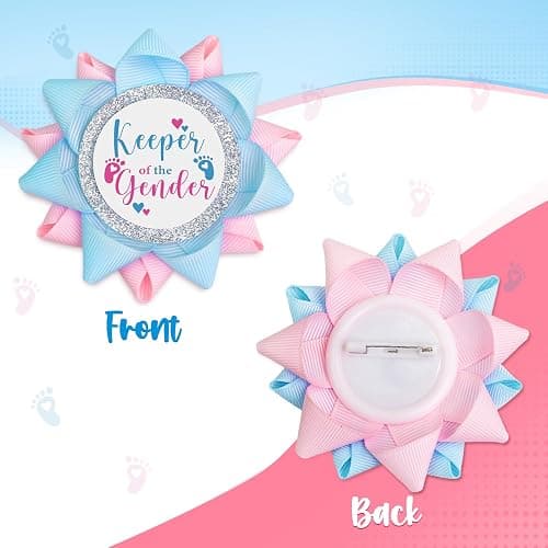 Keeper Of The Gender for Gender Reveal Party Favors Boy or Girl Button Pins | Boy or Girl Gender Reveal Party Button Pins for Baby Shower Celebration Parties thumbnail 5