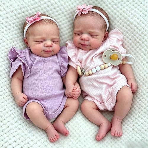 Anano Reborn Baby Dolls Silicone Full Body-18 in Realistic Baby Doll Lifelike, Reborn Twins Girls, Full Silicone Babys Doll Twins That Look Real Life Babys Posable with Accessories thumbnail 4
