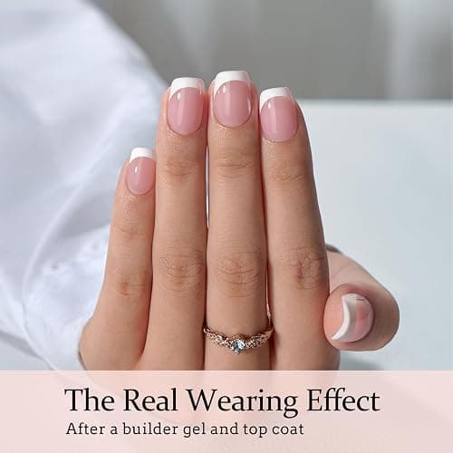BTArtboxnails XCOATTIPS French Tips Nails - Extra Short Square Nail Tips with Nail Gel, French Protecing Duo, Nail Lamp, All in One Soft Gel French Tip Press on Nails Gel Extension thumbnail 3