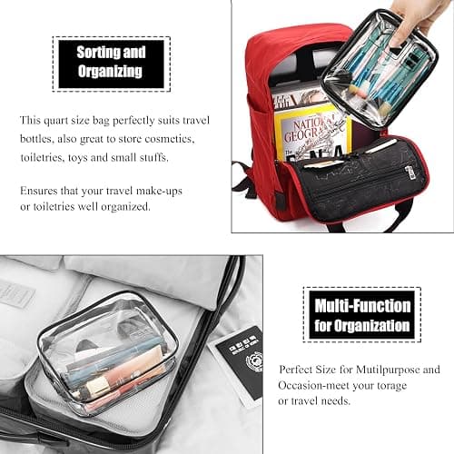 TSA Approved Toiletry Bag, 3 Pcs Clear Travel Toiletries Bags, Matte black | Lightweight & Reusable Quart-Size Makeup Cosmetic Bag for Women Men, Clear Easy-Check, Carry on Airport Airline Compliant Bag thumbnail 5