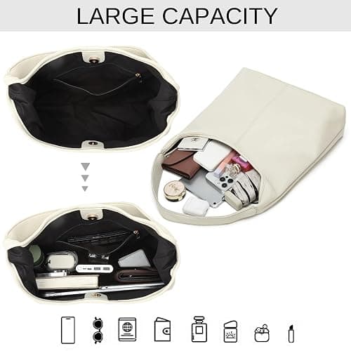 Casual Hobo Bag for Women Soft Shoulder Bags Slouchy Pu Leather Tote Purses for Work Travel thumbnail 5