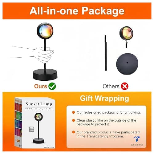 JIMEI Sunset Lamp Projector Led Lights for Bedroom Night Light RGB Lights Sun Sunlight Sunrise Lamp 10w 360° Rotation Mood Lighting Home/Room Decor Christmas Gifts for Women,Desktop Multicolor thumbnail 3