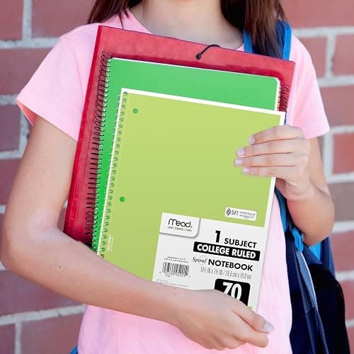 Mead Spiral Notebooks, 6 Pack, 1-Subject, College Ruled Paper, 8" x 10-1/2", 70 Sheets, Assorted Pastel Colors (830049) - Pastel Colors thumbnail 5