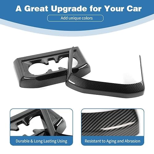 PDKLIN for F150 Center Console Rear Cup Holder Trim Cover Carbon Fiber for Ford F150 2021 up Carbon Fiber Interior Accessories 2pcs thumbnail 5