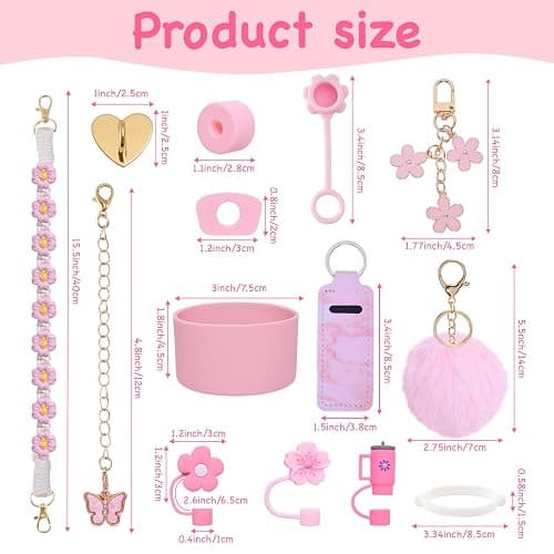 LUOJINYI Stanley Cup Accessories, 15 Pieces accessori stanley cup, Stanley Water Bottle Accessories, Stanley Cup Straw Lids Compatible with Stanley Cup 30/40 Oz(Cups Not Included) (Rosa) thumbnail 2
