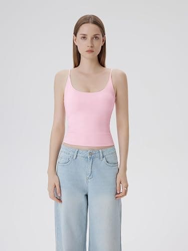 SUUKSESS Women Padded Scoop Neck Tank Tops Double Line Going Out Basic Camisole Top thumbnail 3