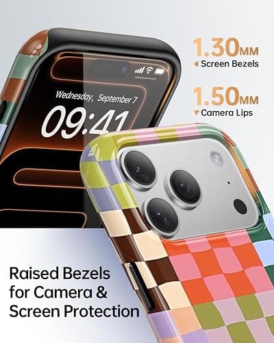 TAMUEL Colorful Checkered Phone Case for iPhone 17 Pro Max, Compatible with Magsafe, Trendy Cute Gingham Aesthetic Fun Magnetic Slim Shockproof Protective Women Girl Cover Case thumbnail 5