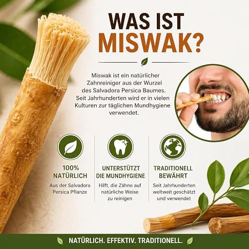 IDOBY Miswak - Lot de 10 brosses à dents traditionnelles en bois de Siwak - 100 % naturel - Racine de miswak - Nettoie et éclaircit - Respectueux de l'environnement et durable thumbnail 4
