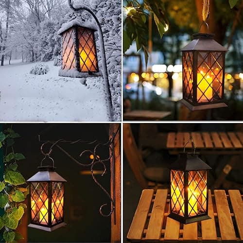 Solar Lantern Outdoor,Garden Hanging Lantern- PVC Waterproof 3 LED Flickering Flameless Candle Decorative Lights for Table,Outdoor,Party(1 Pack) thumbnail 6