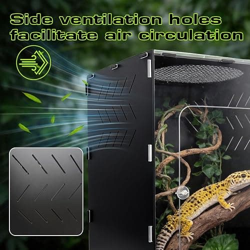 25 Gallon Reptile Tank Enclosure,16x16x24 Reptile Terrarium Acrylic Front Opening with Metal Translucent Mesh Top for Crested Gecko Lizards, Snakes, Chameleon thumbnail 3