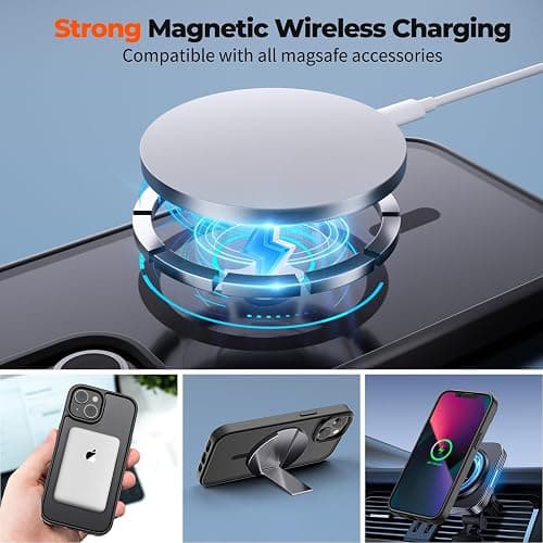zapica Magnetic for iPhone 13 Case & iPhone 14 Case, [Compatible with MagSafe] [Military Grade Drop Protection] Translucent Matte Shockproof Anti-Scratch Phone Cover, Black thumbnail 4