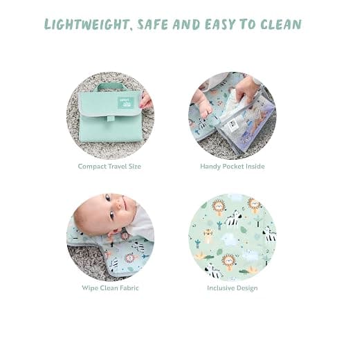 Polar Gear Baby Changing Mat – Wipe-Clean Changing Mat for Newborns – Travel Changing Mat with Pocket – Padded, Foldable Changing Matt Baby – Safari thumbnail 6