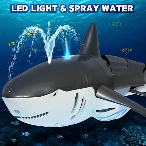 Playtigo 2.4Ghz Remote Control Shark Pool Toys for Boys Kids,Highly Realistic Shark Pool Toys for Kids,RC Boat Outdoor Water Toy with Light and Spray Water for Boys Girls Ages 6+ (with 2 Batteries) thumbnail 3