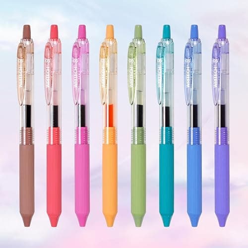 WRITECH Gel Pens Fine Point: 0.5mm Multicolor Ink Retractable 8ct Smooth Writing No Smear for Journaling Drawing Note Taking Silent Click Assorted Colored Pen Set 8ct Juice color - Image 1