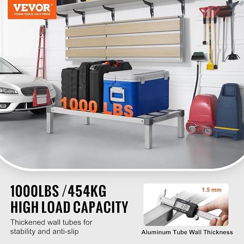 VEVOR Aluminum Dunnage Rack, 36” x 20” Commercial Food Floor Rack, 8” Off The Floor, 1000 lbs Capacity All-Welded Aluminum Storage, for Storage in Restaurants, Kitchens, Garages and Vehicles thumbnail 4