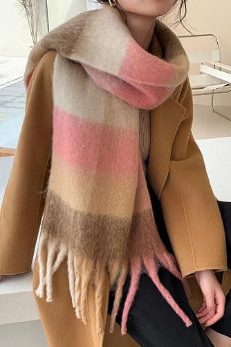 Wander Agio Winter Women Warm Scarf Long Shawl Large Scarves Cold Weather Thick Blanket Scarfs Colorful Plaid thumbnail 5