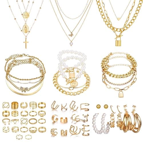 JSTHHTT Schmuck Gold, Schmucksets für Damen, Schmuckset Gold, Schmuck Set Damen, Modeschmuck Schmuckset, Schmuck Set für Geschenke Geburtstags Valentinstag - Image 1