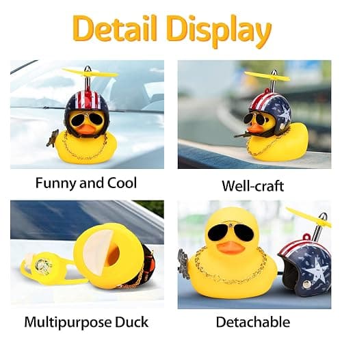 wonuu Rubber Duck Bike Bell, Squeeze Ducks with Helmet for Cycling Car Dashboard Decorations Motorcycle Bicycle Accessories thumbnail 7