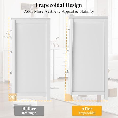 NEEEED THIS.    HOSTACK 6 Drawer Dresser, Modern White Double Dresser, Wide Chest of Drawers with Metal Handels, Accent Wood Storage Chest Organizers for Living Room, Hallway, Entryway (Trapezoid/White) thumbnail 2
