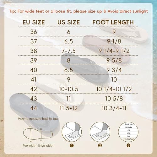 KIDMI Arch Support Flip Flops for Womens Comfortable Orthopedic Sandals for Plantar Fasciitis Beach Thong Slides thumbnail 7