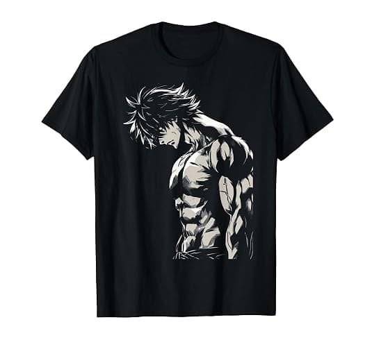 Anime Men Character Bicep Workout Motivational T-Shirt - Image 1