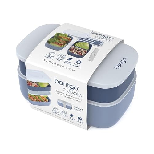 Bentgo Classic - Adult Bento Box, Stackable 3-Compartment Lunch Box with Removable Utensil Set and Sealing Strap, BPA-Free, Food Container Ideal for Meal Prep, Work, and On the Go (Slate) thumbnail 5