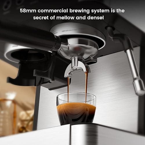 (2025 Upgrade)20 Bar Espresso Machine with Built-in Anti-Clog Coffee Grinder, Expresso Coffee Machines with Milk Steam Wand/Frother/Tamping Tools,Espresso Maker with Grinder for Lattes-Deep Black thumbnail 2
